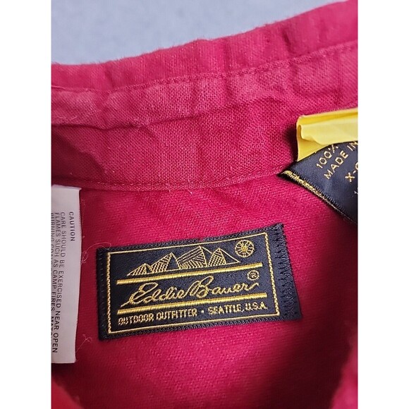 VTG Eddie Bauer Chamois Shirt Mens XL Red Flannel Cotton Heavy Outdoor 90s ISA - Picture 2 of 14